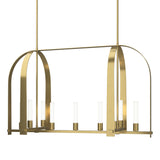 Hubbardton Forge 2023 Modern Brass Frosted Glass (FD) Multi Triomphe 9-Light Linear Pendant