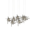 Hubbardton Forge 2022 Dark Smoke Seeded Clear Glass (II) Long Tura 7-Light Seeded Glass Pendant