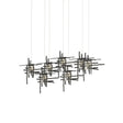 Hubbardton Forge 2022 Black Seeded Clear Glass (II) Long Tura 7-Light Seeded Glass Pendant