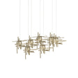 Hubbardton Forge 2022 Soft Gold Seeded Clear Glass (II) Long Tura 7-Light Seeded Glass Pendant