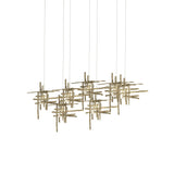 Hubbardton Forge 2022 Soft Gold Seeded Clear Glass (II) Long Tura 7-Light Seeded Glass Pendant
