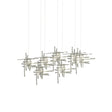 Hubbardton Forge 2022 Sterling Seeded Clear Glass (II) Long Tura 7-Light Seeded Glass Pendant