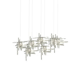 Hubbardton Forge 2022 Sterling Seeded Clear Glass (II) Long Tura 7-Light Seeded Glass Pendant