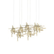 Hubbardton Forge 2022 Modern Brass Seeded Clear Glass (II) Long Tura 7-Light Seeded Glass Pendant