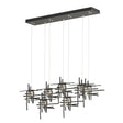 Hubbardton Forge 2022 Black Seeded Clear Glass (II) Standard Tura 7-Light Seeded Glass Pendant