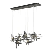 Hubbardton Forge 2022 Black Seeded Clear Glass (II) Standard Tura 7-Light Seeded Glass Pendant