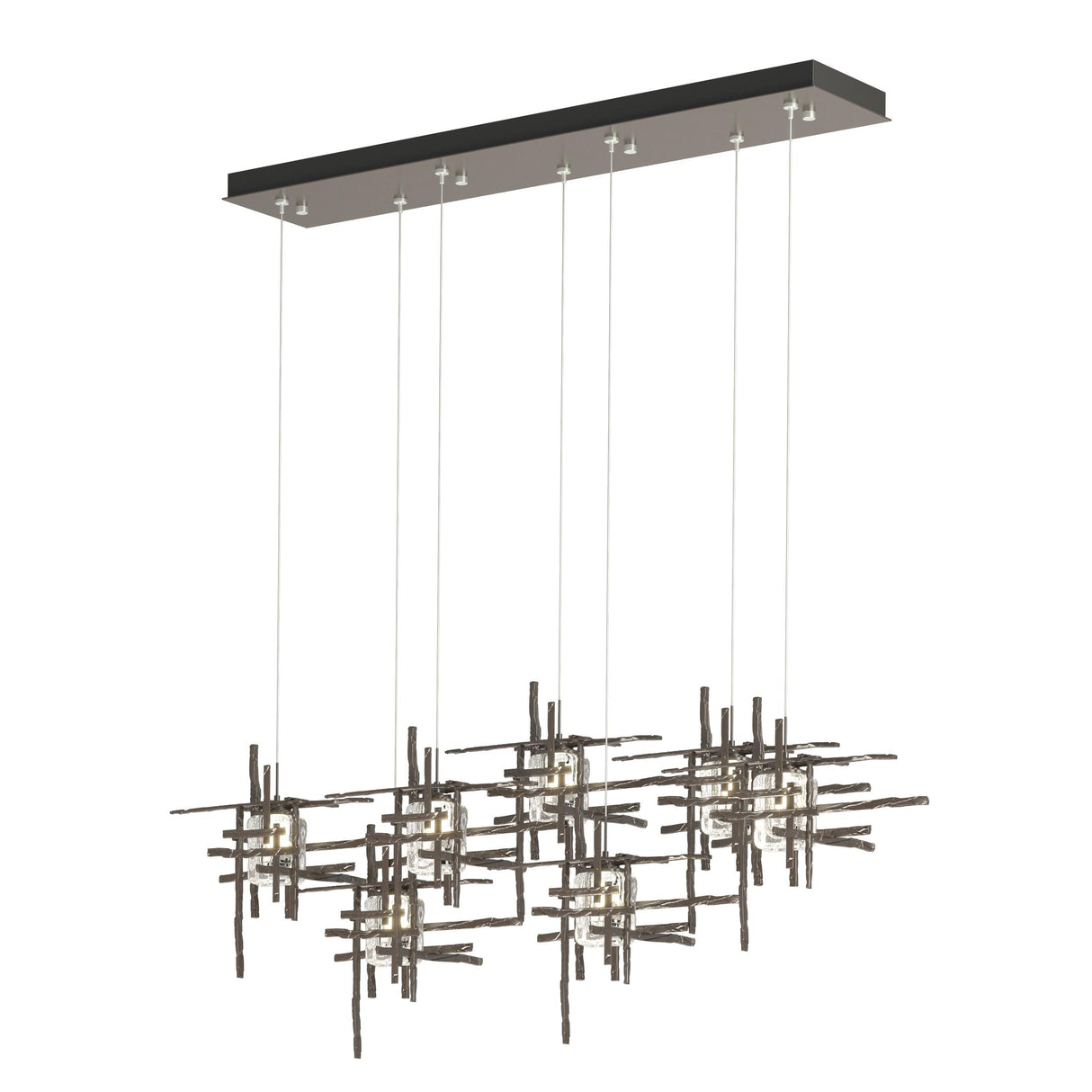 Hubbardton Forge 2022 Oil Rubbed Bronze Seeded Clear Glass (II) Standard Tura 7-Light Seeded Glass Pendant
