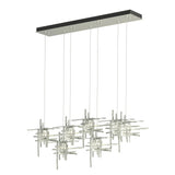 Hubbardton Forge 2022 Vintage Platinum Seeded Clear Glass (II) Standard Tura 7-Light Seeded Glass Pendant