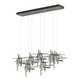 Hubbardton Forge 2022 Natural Iron Seeded Clear Glass (II) Standard Tura 7-Light Seeded Glass Pendant