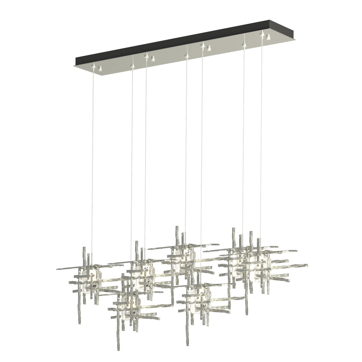 Hubbardton Forge 2022 Sterling Seeded Clear Glass (II) Standard Tura 7-Light Seeded Glass Pendant