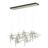 Hubbardton Forge 2022 Sterling Seeded Clear Glass (II) Standard Tura 7-Light Seeded Glass Pendant