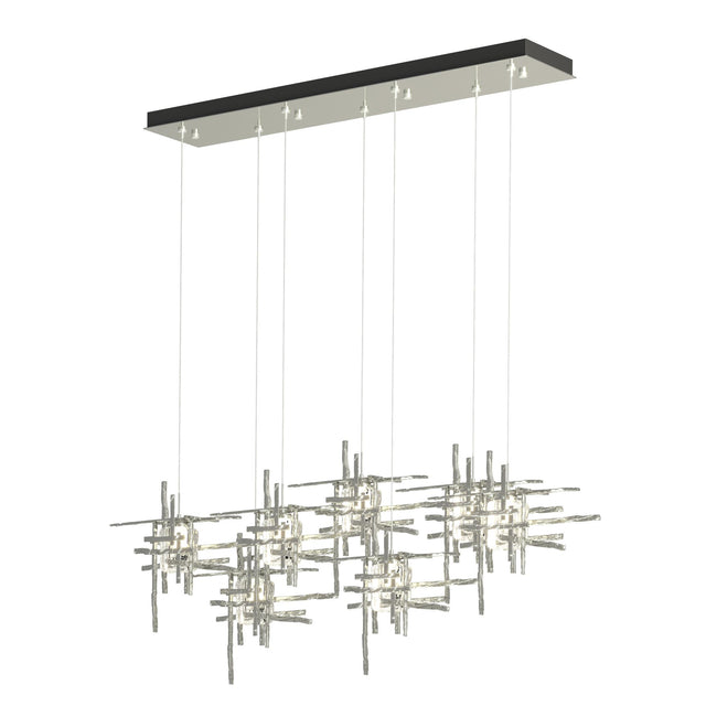 Hubbardton Forge 2022 Sterling Seeded Clear Glass (II) Standard Tura 7-Light Seeded Glass Pendant