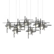 Hubbardton Forge 2022 Black Cast Glass (YC) Long Tura 7-Light Frosted Glass Pendant