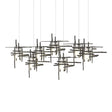 Hubbardton Forge 2022 Dark Smoke Cast Glass (YC) Long Tura 7-Light Frosted Glass Pendant