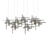 Hubbardton Forge 2022 Dark Smoke Cast Glass (YC) Long Tura 7-Light Frosted Glass Pendant