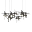 Hubbardton Forge 2022 Oil Rubbed Bronze Cast Glass (YC) Long Tura 7-Light Frosted Glass Pendant
