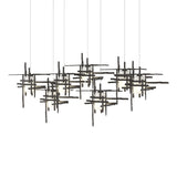 Hubbardton Forge 2022 Oil Rubbed Bronze Cast Glass (YC) Long Tura 7-Light Frosted Glass Pendant