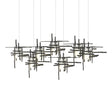 Hubbardton Forge 2022 Natural Iron Cast Glass (YC) Long Tura 7-Light Frosted Glass Pendant