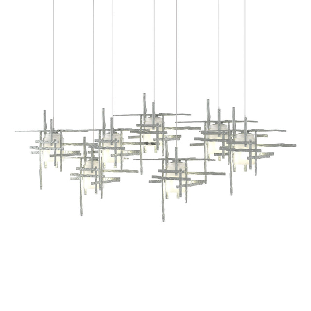 Hubbardton Forge 2022 Vintage Platinum Cast Glass (YC) Long Tura 7-Light Frosted Glass Pendant