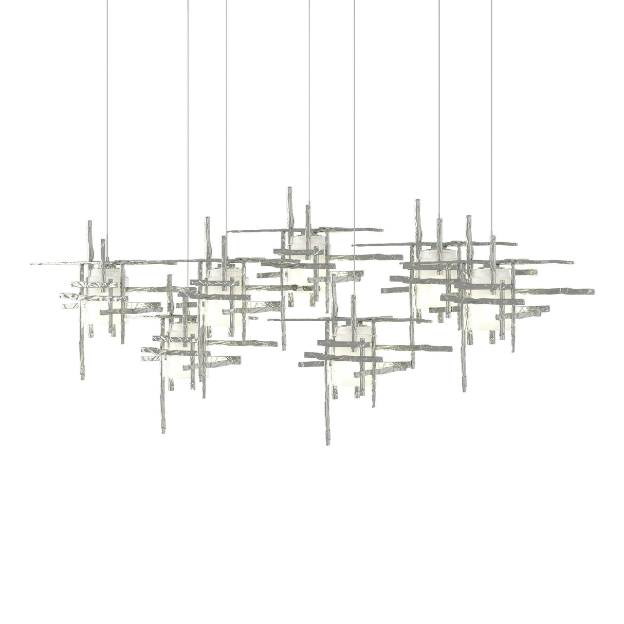 Hubbardton Forge 2022 Sterling Cast Glass (YC) Long Tura 7-Light Frosted Glass Pendant