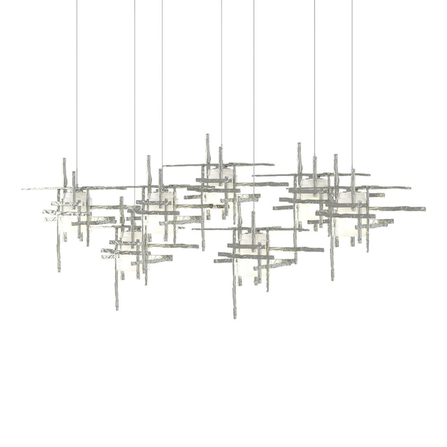 Hubbardton Forge 2022 Sterling Cast Glass (YC) Long Tura 7-Light Frosted Glass Pendant