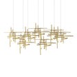 Hubbardton Forge 2022 Modern Brass Cast Glass (YC) Long Tura 7-Light Frosted Glass Pendant