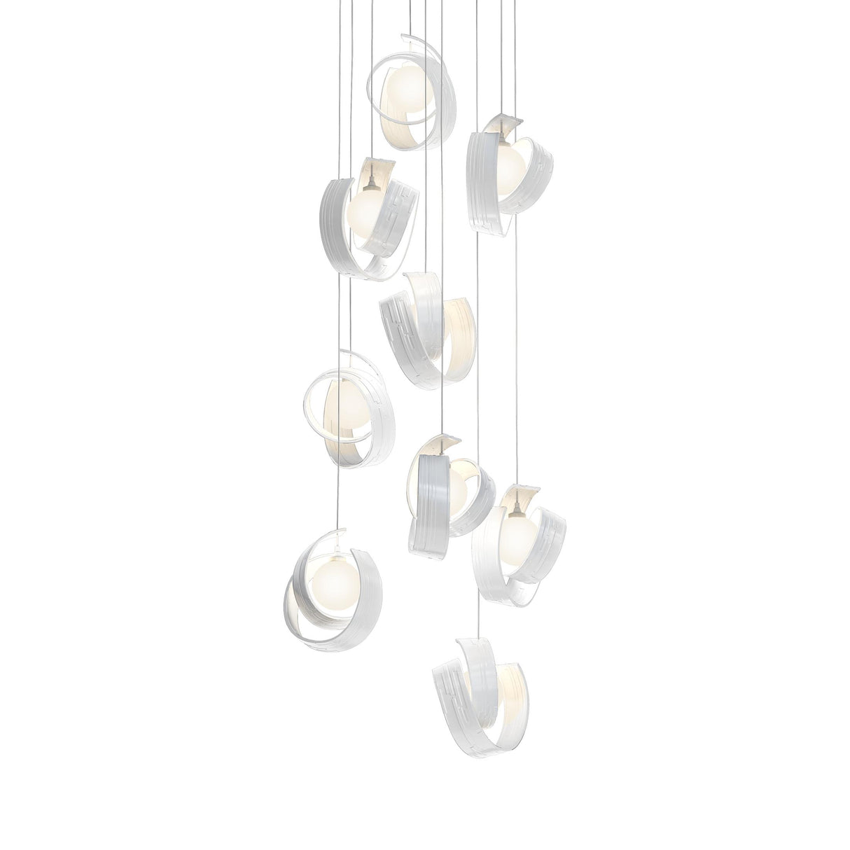 Hubbardton Forge 2023 White Opal Glass (GG) Long Riza 9-Light Pendant