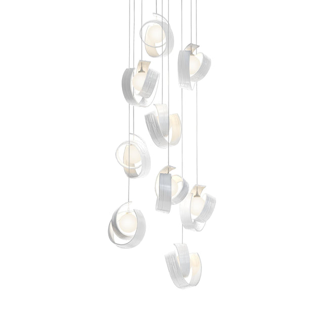 Hubbardton Forge 2023 White Opal Glass (GG) Long Riza 9-Light Pendant