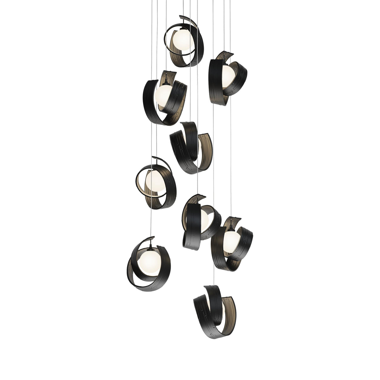 Hubbardton Forge 2023 Black Opal Glass (GG) Long Riza 9-Light Pendant