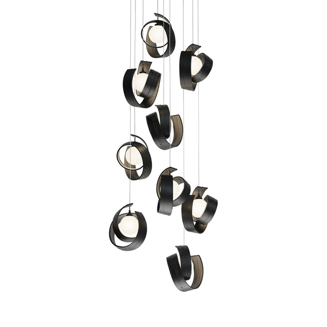 Hubbardton Forge 2023 Black Opal Glass (GG) Long Riza 9-Light Pendant