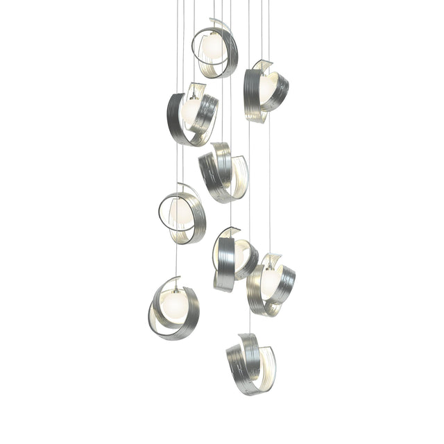Hubbardton Forge 2023 Vintage Platinum Opal Glass (GG) Long Riza 9-Light Pendant