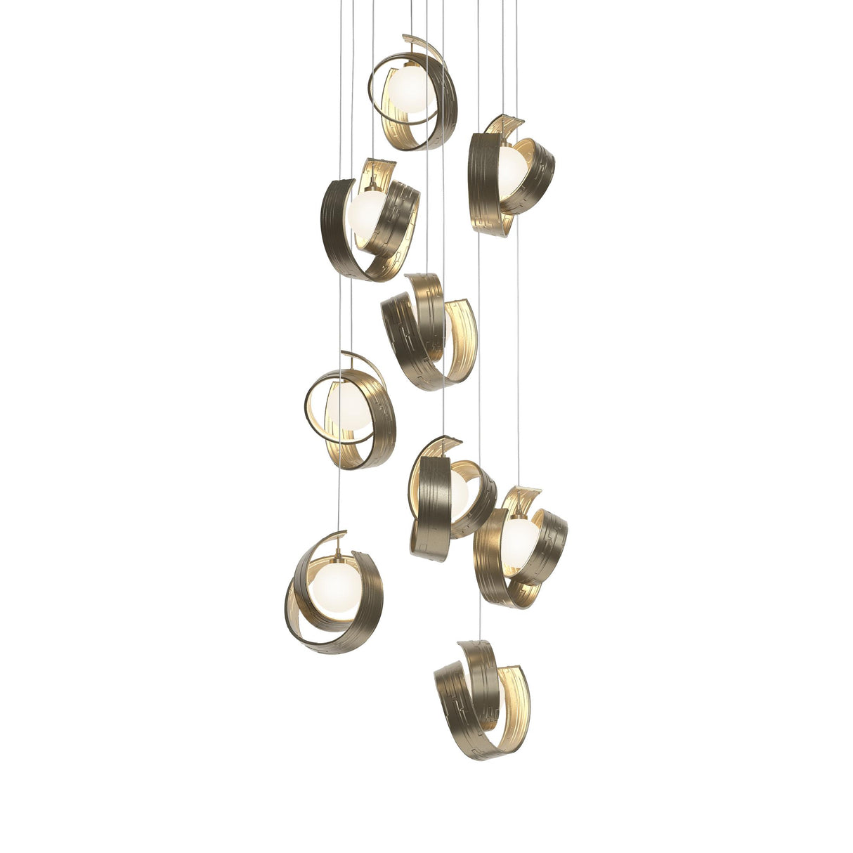 Hubbardton Forge 2023 Soft Gold Opal Glass (GG) Long Riza 9-Light Pendant