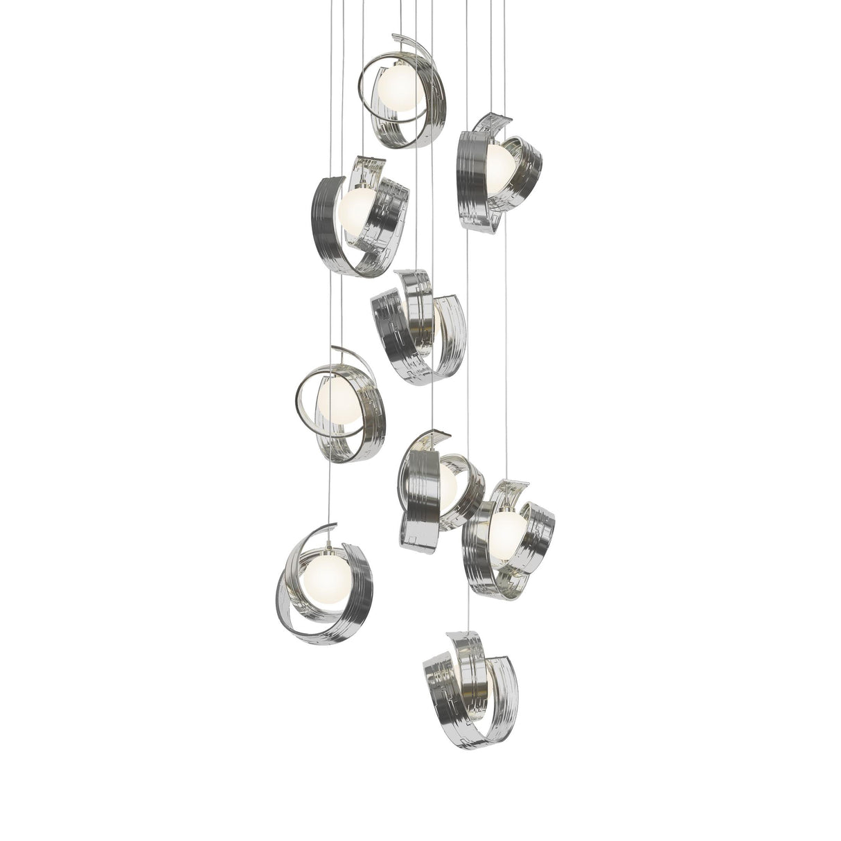 Hubbardton Forge 2023 Sterling Opal Glass (GG) Long Riza 9-Light Pendant