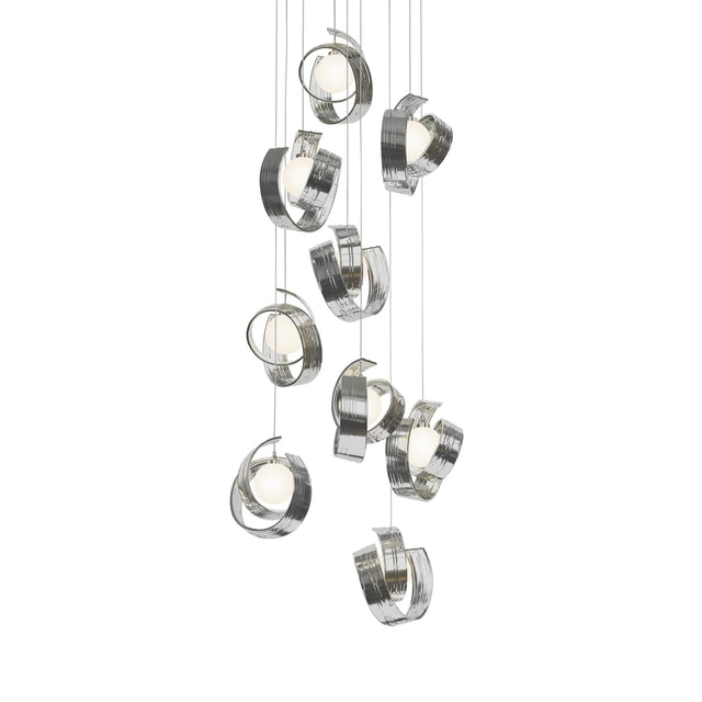 Hubbardton Forge 2023 Sterling Opal Glass (GG) Long Riza 9-Light Pendant