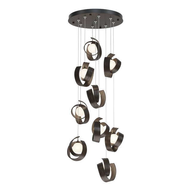 Hubbardton Forge 2023 Bronze Opal Glass (GG) Standard Riza 9-Light Pendant