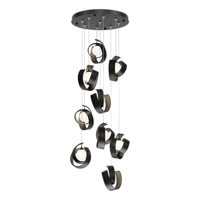 Hubbardton Forge 2023 Black Opal Glass (GG) Standard Riza 9-Light Pendant