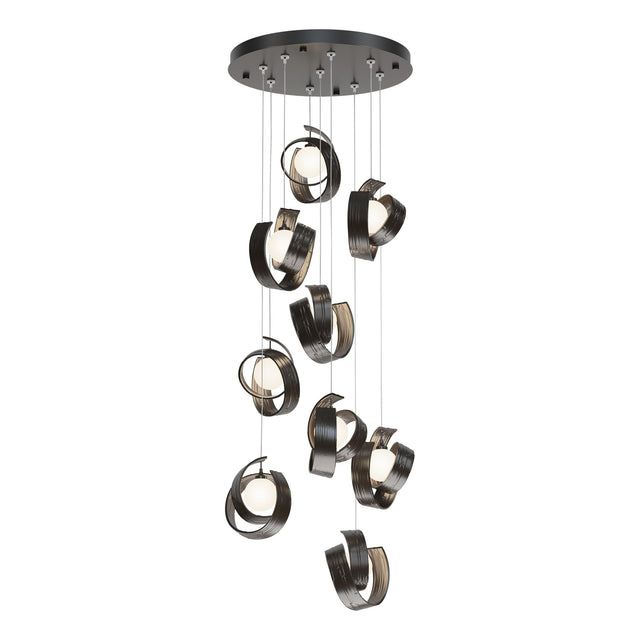 Hubbardton Forge 2023 Oil Rubbed Bronze Opal Glass (GG) Standard Riza 9-Light Pendant