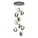 Hubbardton Forge 2023 Natural Iron Opal Glass (GG) Standard Riza 9-Light Pendant