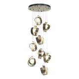 Hubbardton Forge 2023 Soft Gold Opal Glass (GG) Standard Riza 9-Light Pendant