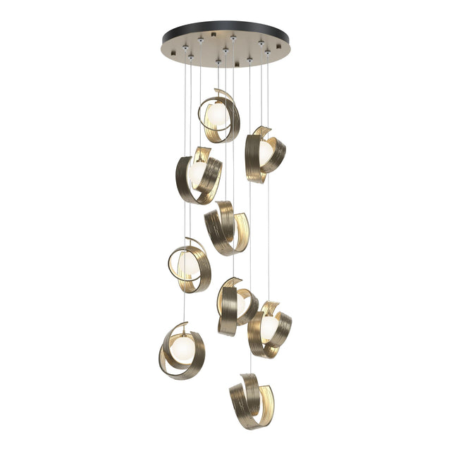 Hubbardton Forge 2023 Soft Gold Opal Glass (GG) Standard Riza 9-Light Pendant