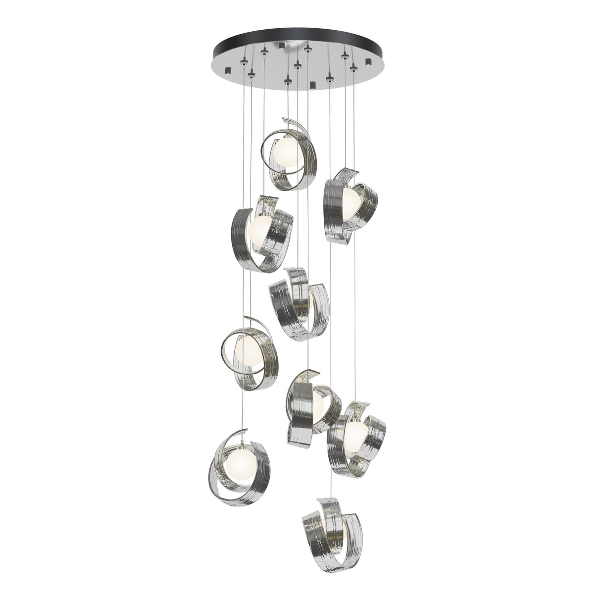 Hubbardton Forge 2023 Sterling Opal Glass (GG) Standard Riza 9-Light Pendant