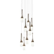 Hubbardton Forge 2022 Bronze Clear Bubble Glass (YG) Long Link 9-Light Blown Glass Pendant