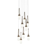 Hubbardton Forge 2022 Bronze Clear Bubble Glass (YG) Long Link 9-Light Blown Glass Pendant