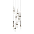 Hubbardton Forge 2022 Bronze Clear Glass with White Threading (YJ) Long Link 9-Light Blown Glass Pendant