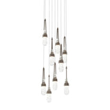 Hubbardton Forge 2022 Bronze Clear Glass with White Threading (YJ) Long Link 9-Light Blown Glass Pendant