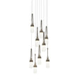 Hubbardton Forge 2022 Dark Smoke Clear Bubble Glass (YG) Long Link 9-Light Blown Glass Pendant