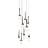Hubbardton Forge 2022 Dark Smoke Clear Bubble Glass (YG) Long Link 9-Light Blown Glass Pendant