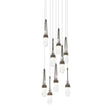 Hubbardton Forge 2022 Dark Smoke Clear Glass with White Threading (YJ) Long Link 9-Light Blown Glass Pendant