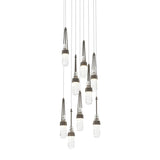 Hubbardton Forge 2022 Dark Smoke Clear Glass with White Threading (YJ) Long Link 9-Light Blown Glass Pendant