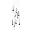 Hubbardton Forge 2022 Black Clear Bubble Glass (YG) Long Link 9-Light Blown Glass Pendant
